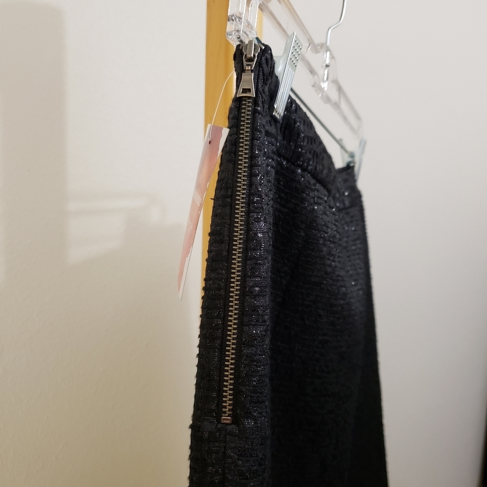 Tahari skater mini skirt metallic side zip pleat - Picture 7 of 7